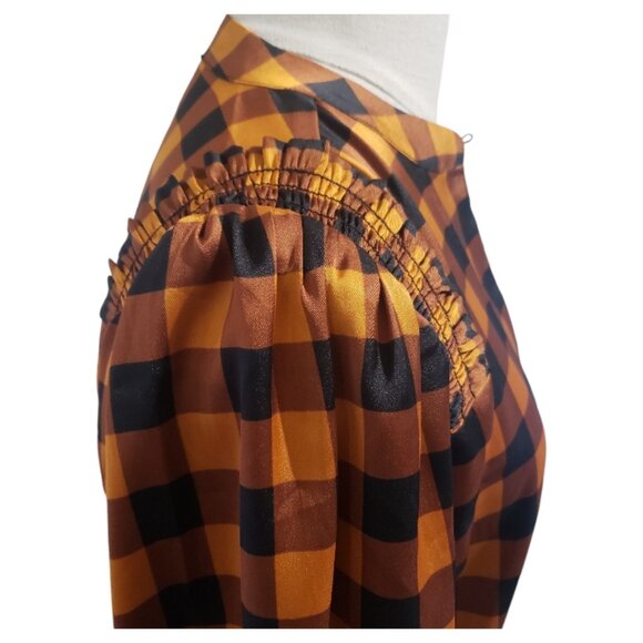 CT1945 Scotch & Soda NWT Copper & Black Checkered Dress S - Picture 6 of 10